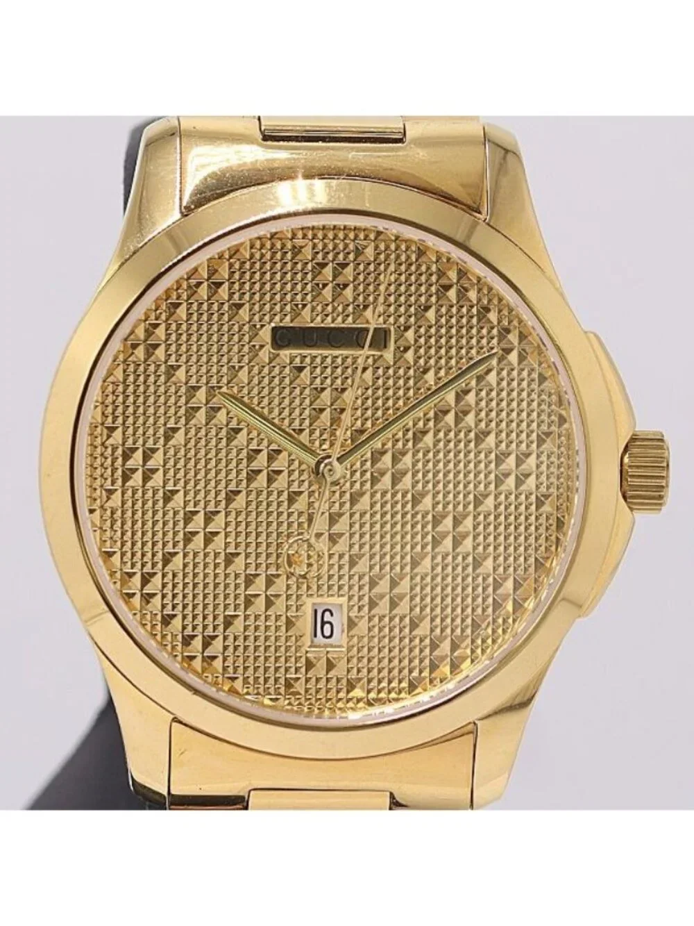 Gucci Timeless 126.4 Quartz Date Gold Dial Watch